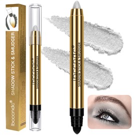 Cream Shimmer Eye Shadow Stick - Dual-Ended Waterproof Shimmer Eyeshadow Stick Highlighting Pigmented Shiny Eyeshadow Pencil for Sensitive Eyes Makeup (1#)