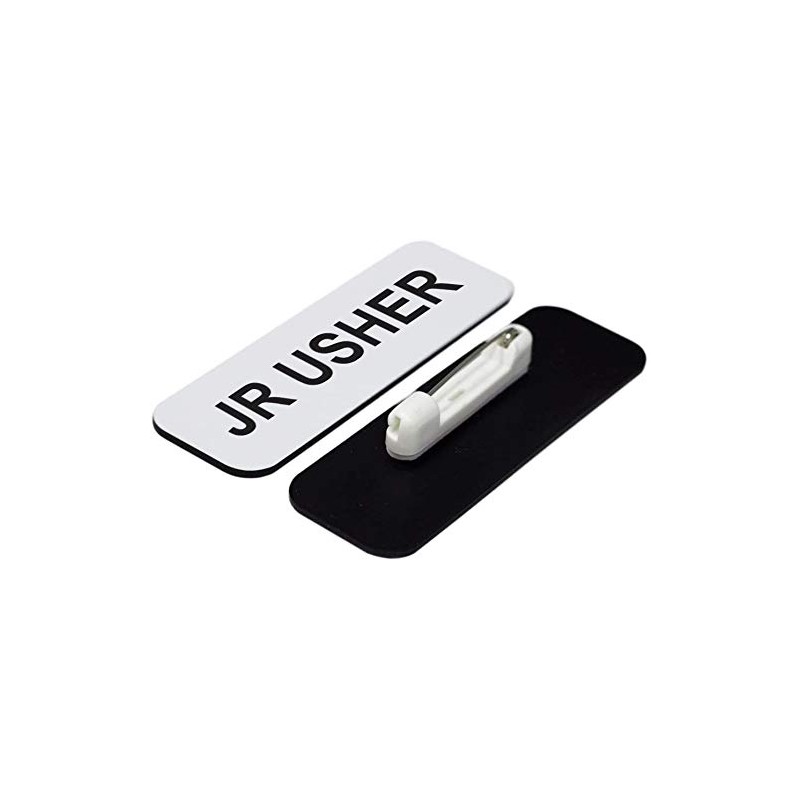 Jr Usher 1 x 3 Name Tag, White (10 Pack)