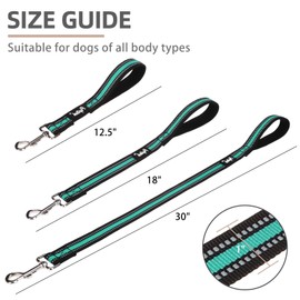 PUPTECK Reflective Short Dog Leash - 3 Packs 2.5ft/ 1.5ft/ 1ft Nylon Dog Leash with Strong Clip,Soft Padded Handle, Durable Training Leash for Small Medium Large Dogs Cats Walking Outside, Green