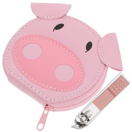 Minkissy 3sets Portable Stainless Steel Nail Clippers and Tools for Travel Safe Blades Cartoon Pig Storage Bag Compact Manicure Set for Everyday Use