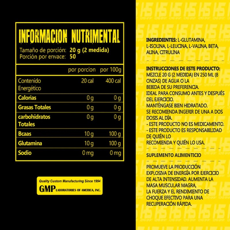 Aminoácidos BCAA Glutamina Hiper Sport 1kg Sabor Sandía