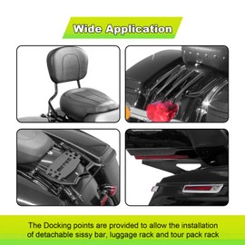 Mofun Quick Release 4 Point Docking Hardware Kit Tour Pack Backrest Docking Kit Compatible with Harley Touring Road King Street Road Electra Glide 2014-2025,Black