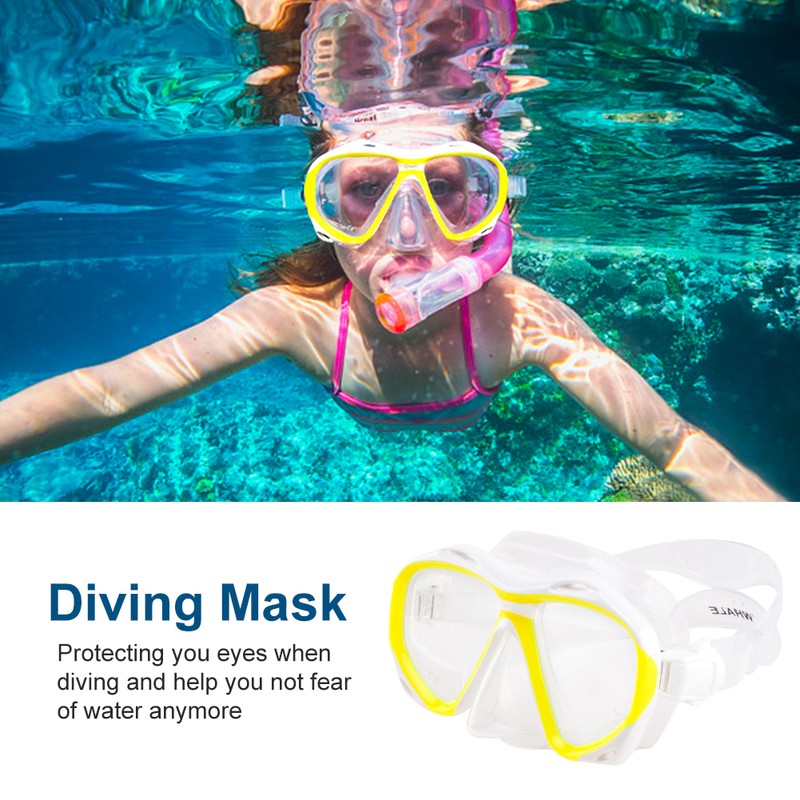 WHALE Comfortable Scuba Diving Mask Goggles Glasses Silicone Head Strap