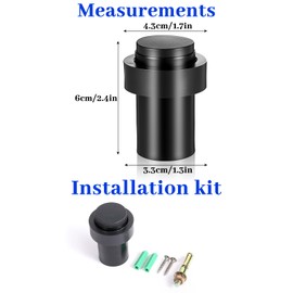 10 Pcs Floor Door Stopper Black Cylindrical Door Stops, Stainless Steel Floor Mounted Doorstops with Rubber Bumper Modern Decorative Doorstopper Wall Protector for Bottom or Top of Doors