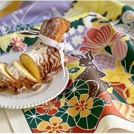 Beauville, Pâques en Fleurs (Blooming Easter) French Kitchen/Tea Towel, Silk Screen Hand Printed, 82 Percent Cotton / 18 Percent Linen