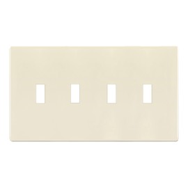 ENERLITES Screwless Quadruple Toggle Switch Wall Plate, Child Safe Light Switch Cover, Standard 4-Gang 4.68" x 8.38", Unbreakable Polycarbonate Thermoplastic, UL Listed, SI8814-LA, Light Almond