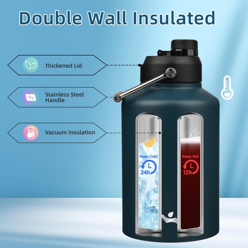 Konokyo 1 Gallon Jug with Handle,128 oz Insulated Water Bottle