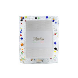 Sospiri Venezia Murano Glass Photo Frame with Desk or Table Support Photo 2.8x4 inc Hand Decorated Home Ornament Gift Idea for Ceremony Wedding Favor (4.1x5 inc)