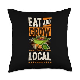 Eat And Grow Local Wheelbarrow of Garden Vegetables Throw Pillow