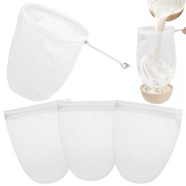 4 Pcs Nut Milk Bag Fine Mesh Cloth Strainer Reusable Cheese Cloths for Straining 13 * 14.4in Cheese Strainer with Stainless Steel Handle for Nut Milk, Coffee, Juice, Cheeses and Tea