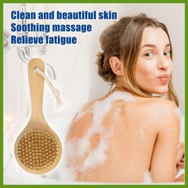 GLIDESMOOTH 1 Pcs Bath Brush, Back Scrubber Wood for Shower with Short Handle, Brown, 7.9 Inches Beauty