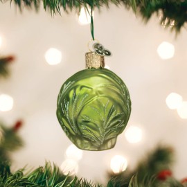 Old World Christmas Brussel Sprout Glass Blown Ornament for Christmas Tree, Handcrafted Holiday Decoration, Vegetable Collection