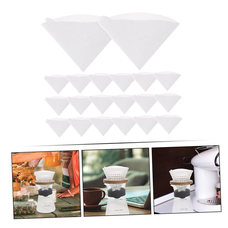 KICHOUSE 100Pcs Coffee Cone Filters Cone Shaped Paper Filters for
