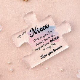 Niece Gifts from Auntie Best Christmas Birthday Gift Ideas Valentines Day Gifts for Niece Puzzle Shaped Acrylic Block Plaque Unique Graduation Mothers Day Presents Stocking Stuffers for Teen Girls