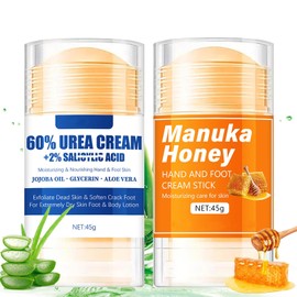 Urea Cream 60 Percent for Feet - Honey Foot Cream - Urea Foot Cream for Cracked Heels and Dry Skin - 2PCS Cracked Heel Repair Cream for Hands & Feet Skin Care - 60% Urea & Honey Foot Balm