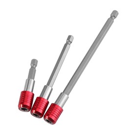 Bit Holder Extension for Electric Shank Socket Hex Shaft Extension Bit Extension Bar 2.4 inches (60 mm) 3.9 inches (100 mm) 5.9 inches (150 mm) Hex Shank Magnetic Drill Electric Screwdriver Impact Tool Extension Bit 3pcs (Red)