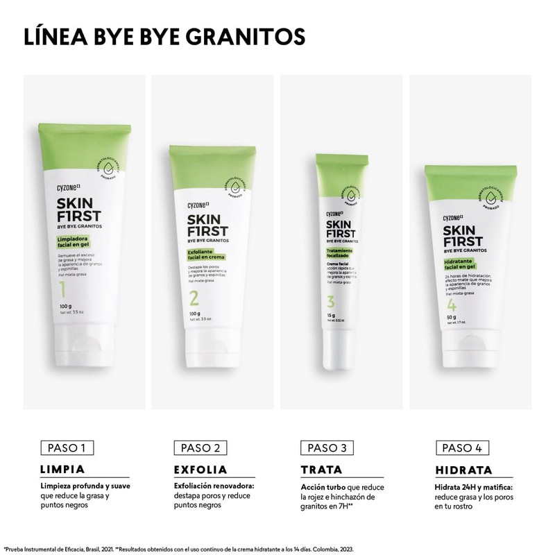 Cyzone Limpiadora Facial Bye Bye Granitos Skin First, 100g.