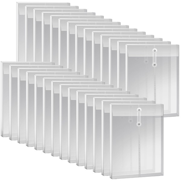 50 Pcs A4 Size Clear Plastic Poly Envelopes with String