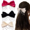 3Pcs Rhinestone Hair Bows for Girls Tassel Hair Barrettes Clips