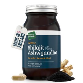 Nature Provides Ayurvedic Shilajit 1000mg & Organic Ashwagandha - 90 High Strength Caps, Fulvic Acid, Mineral Rich Supplement, Stress & Energy Support, Adaptogen, Vegan, GMO-Free, Made in UK by Nature Provides