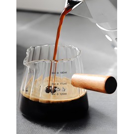 TIWPAJS 2-Pack Espresso Cups 6OZ, Espresso Accessories, Expresso Shots Cup, Espresso Shot Glass with V-Shaped Mouth, Ribbed Milk Frothing Pitcher, Glass Measuring Cup