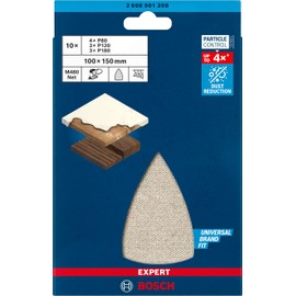 Bosch 10 x Expert M480 Sanding Net Set (for Paint on Wood, Diameter 100 x 150 mm, Grit 4 x 80, 3 x 120, 3 x 180, Professional Accessories Multi Sander)