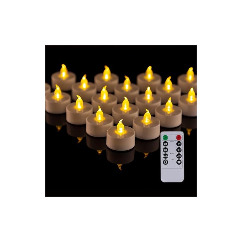 PUNPUBA LED Tea Light Remote Control Candle,Flickering Flameless LED Candle,Long