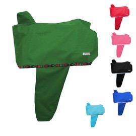 Tahoe Premium Heavy Duty Nylon Waterproof Western Saddle Cover With Six Elastic Holding Straps and Stirrup Covers - Fits Most Saddle Sizes and Types - Multiple Colors Available, 81-1872-HG, Hunter Green