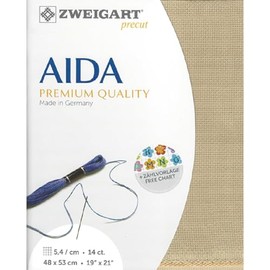 Zweigart AIDA Precut 14 Carat Star Aida 3706 Colour 309 Beige Handmade Fabric for Cross Stitch 48 x 53 cm