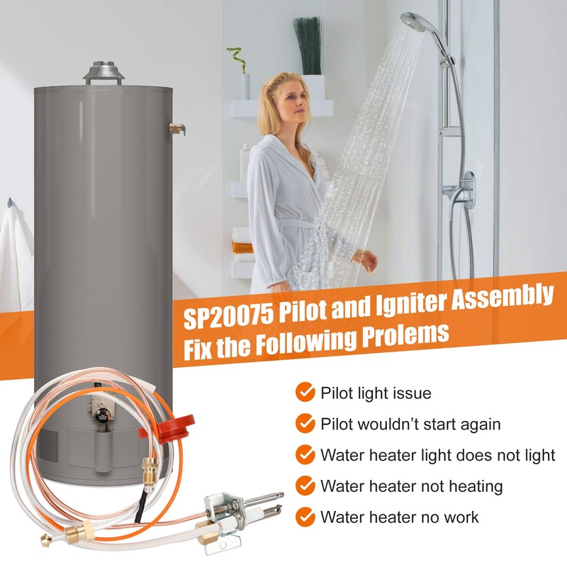 Upgraded SP20075 Pilot and Igniter Assembly Compatible with Rheem Water