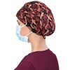 Satin Lined Bouffant Scrub Nurse Cap with 4 Buttons and