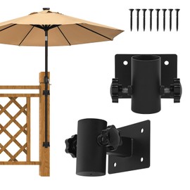 XZWMY Patio Umbrella Holder 2PCS,Heavy Duty Adjustable Metal Umbrella Clamp Mount Bracket,Outdoor Umbrella Base for Deck Railing,Outdoor Courtyard,Balcony,Boats…