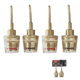Letics Banana Plug Conversion Connector 4mm Speaker Cable Terminal Female Stranded High Conductivity Stable Connector, Set of 4