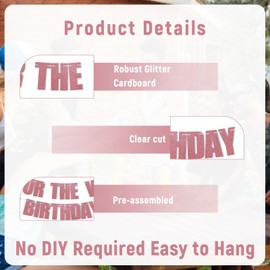 Pour The Wine It's Birthday Time Banner - Wine Birthday Party Decorations, It's Wine Time, Adult Birthday Party Decorations Rose Gold Glitter