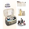 Travel Makeup Bag, Large PU Leather Cosmetic Case with Brush