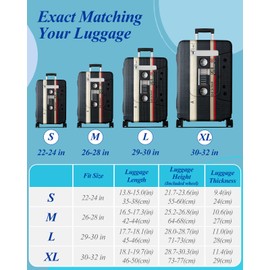 OffiEase Suitcase Cover Protectors - Large Washable Waterproof Dustproof Luggage Protective Covers Sleeve for Travel Fit 30-32 Inch Black Tape XL