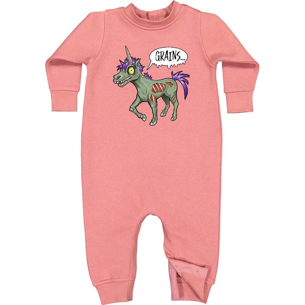 inktastic Zombie Unicorns Wants Grains- Halloween Baby Fleece Romper 6