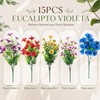 15 Flores Artificiales Decoracion, Flores Artificiales Violeta con Hojas de