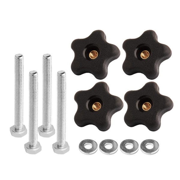 POWERTEC 71070 Hex Bolt Knob Kits, Suitable for Use with 1/4" and Universal T-Track, Pack of 4 Kits (12 Total Pieces) Multicolor