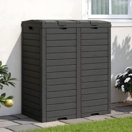 ComeWay 76 Gallon Outdoor Trash Can Waterproof Resin Garbage Can with Tiered Lid & Drip Tray Indoor and Outdoor Use Trash Bin for Patio Kitchen, Backyard & Deck, Black