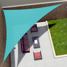 FLORALEAF Right Triangle Sun Shade Sail Turquoise 16'x16'x22.6' Air Permeable Shade Cloth Heavy Duty Canopy Awning for Patio Backyard Lawn Garden Outdoor