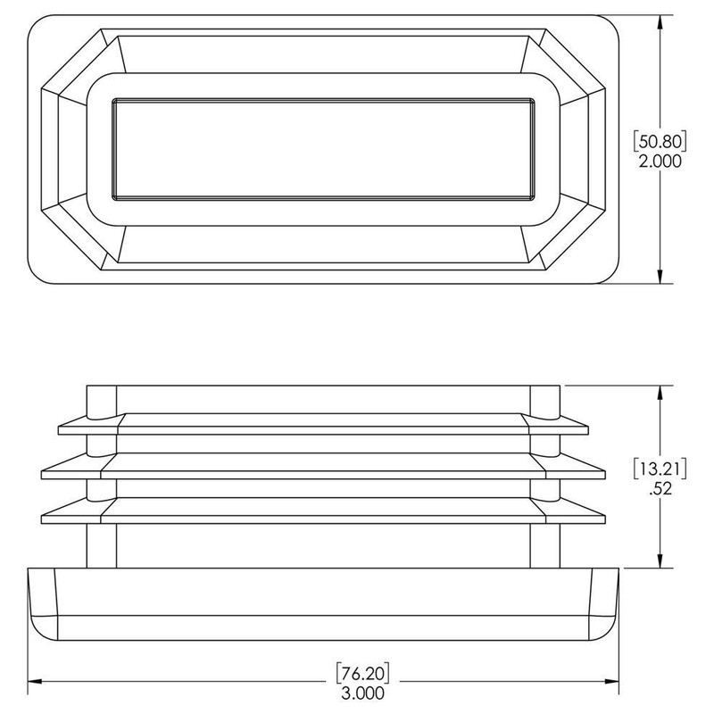 2" x 3" Rectangle Tubing End Caps, Tubing Post End