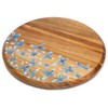 Thirstystone Acacia Wood Lazy Susan Turntable with Decorative Blue Floral
