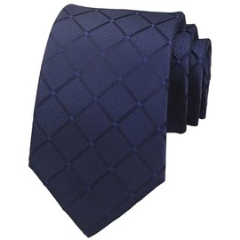 Elfeves - Corbatas clásicas para hombre, diseño a cuadros, para ventana, para bodas, fiestas, Azul marino, Talla única
