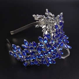 JWICOS Diadema de cristal para novia, accesorio para el cabello para mujeres y niñas (azul)