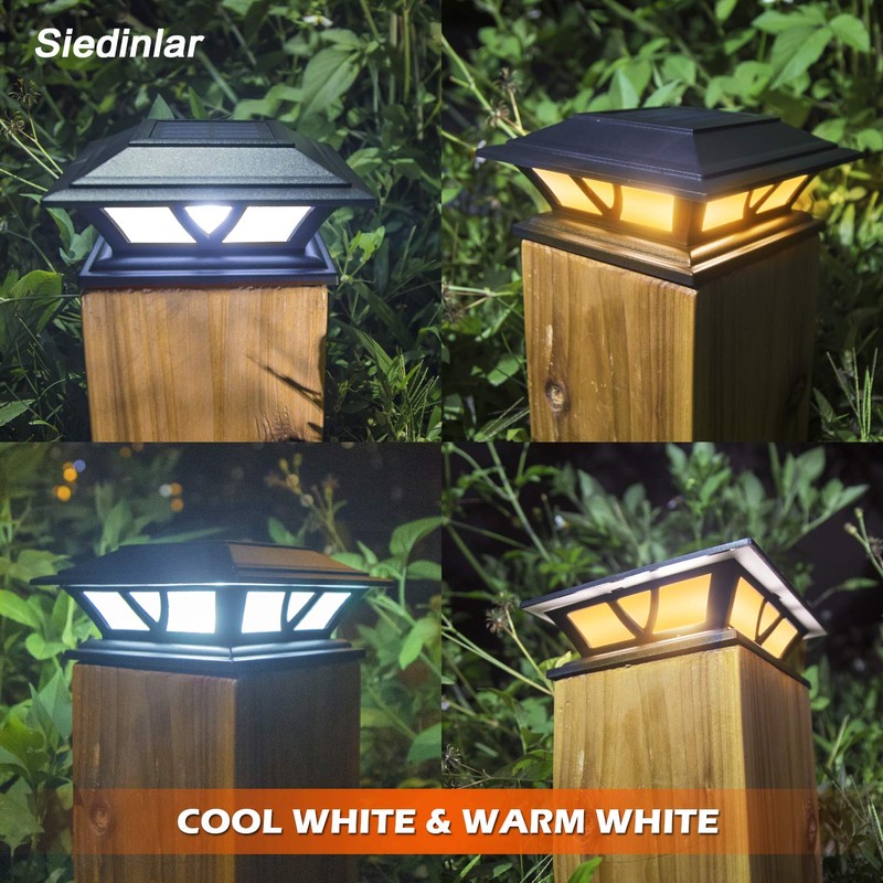 SIEDiNLAR Solar Post Lights Outdoor 2 Modes LED Deck Fence