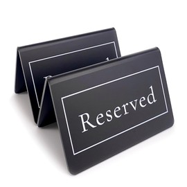 dealzEpic - Table Top Reserved Tent Sign | Black Acrylic Double-Sided Tabletop Sign - 4.1 x 2.6 inches | Pack of 2