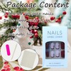 24Pcs Christmas French Tip Press on Nails Short Square Fake