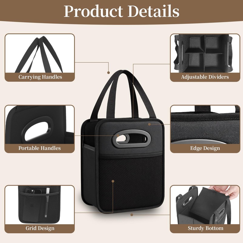 Foyego 2 Pack Drink Carrier with Handle, Reusable 4 Cup