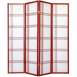 Legacy Decor 3 Panels Room Divider Privacy Screen Shoji Style Cherry Color Lattice Design 71" Tall X 70" Wide